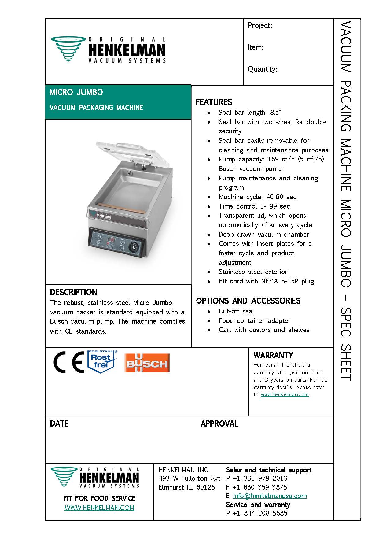 Commerical Vacuum Sealer Certified Used Henkelman Micro Jumbo